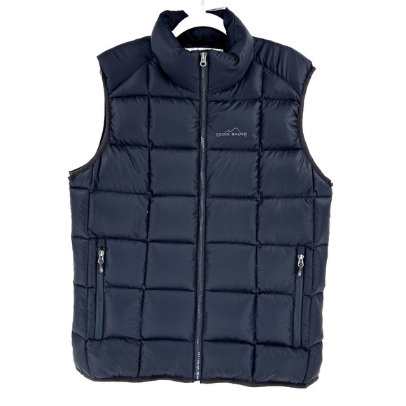 Eddie Bauer Goose Down Puffer Vest Men's Medium Black 700 Fill Power Quilted - Picture 1 of 7